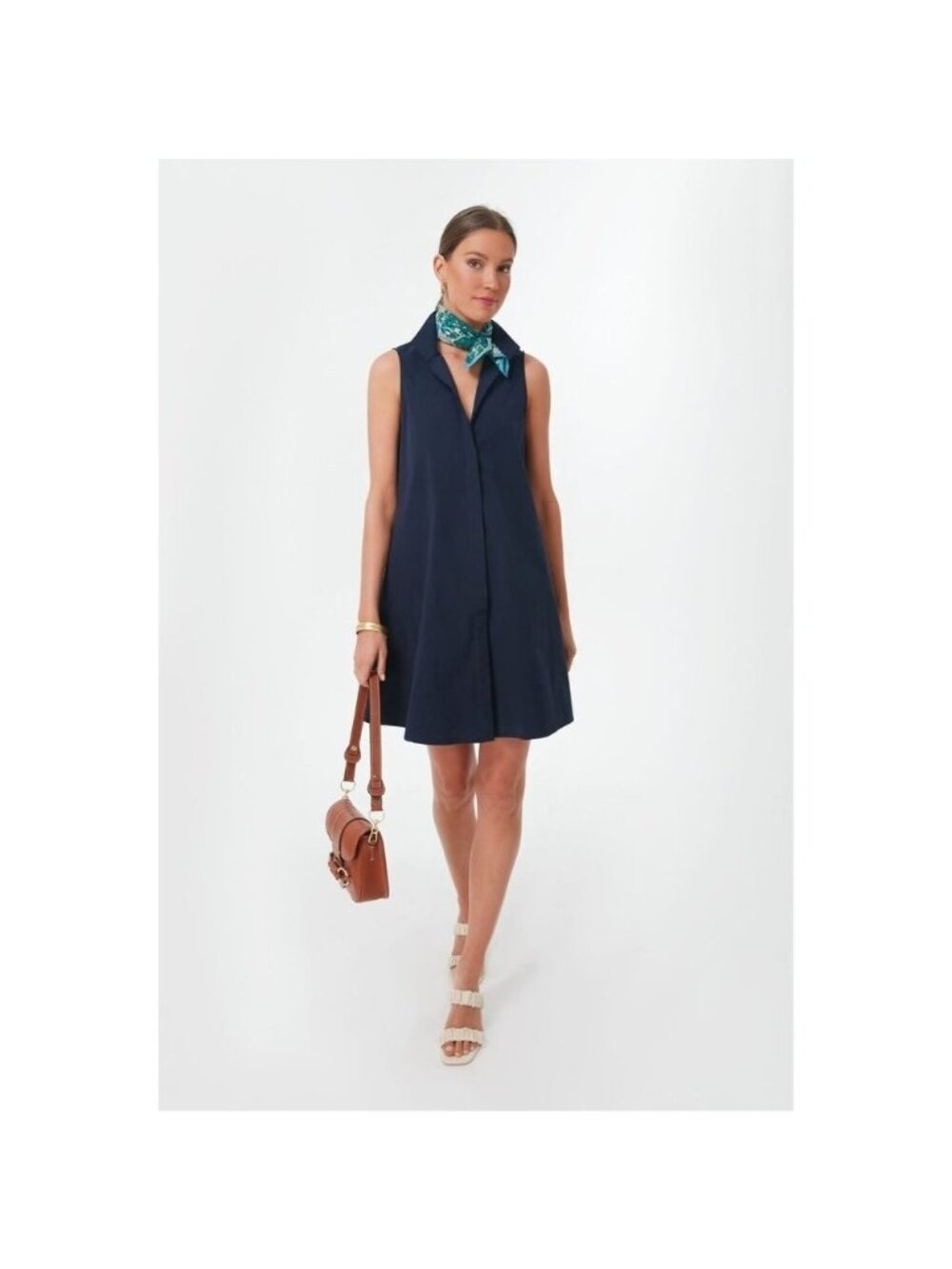 Tuckernuck Navy Blue Sleeveless Charlie Shirt Dress Stretch Sheen size XXS 2XS